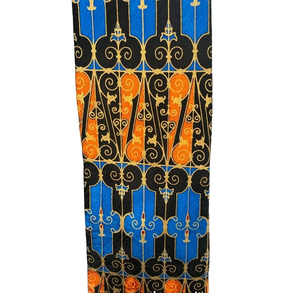 VTG Rush Limbaugh Tie‎ Gold Red Black Blue Silk USA Made 90s Gothic Scroll